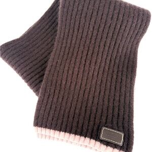 Coach Brown and Pink Cashmere Ribbed Scarf